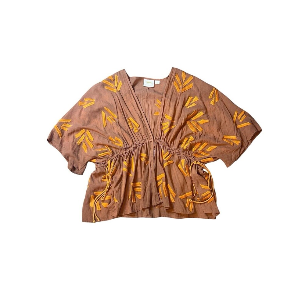 Anthropologie Maeve Adriane‎ KIMONO TOP Blouse Embroidered Sz XS / S